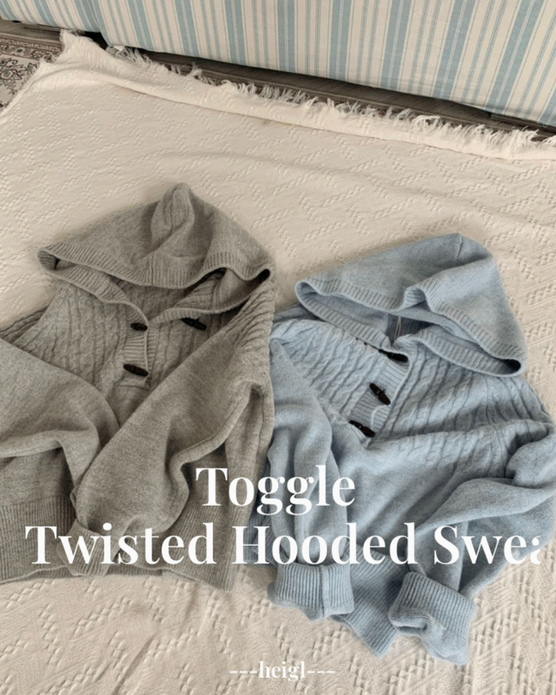 토글 꽈배기 후드 스웨터(2color)