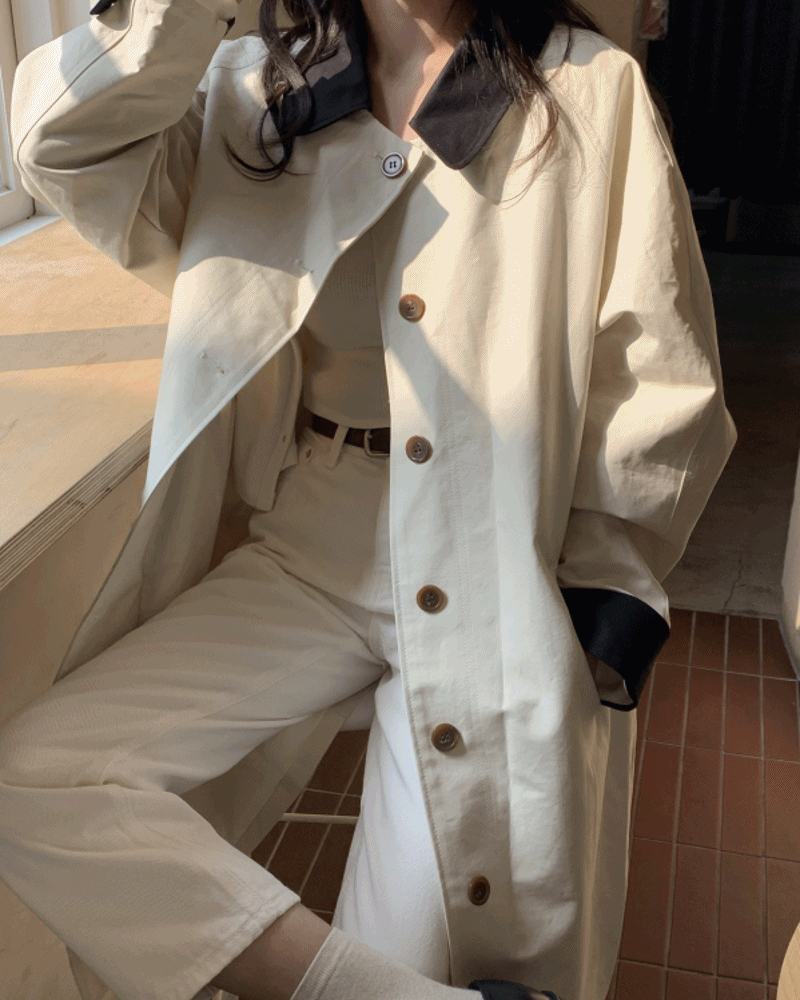 배색 바바리 코트(2color)
