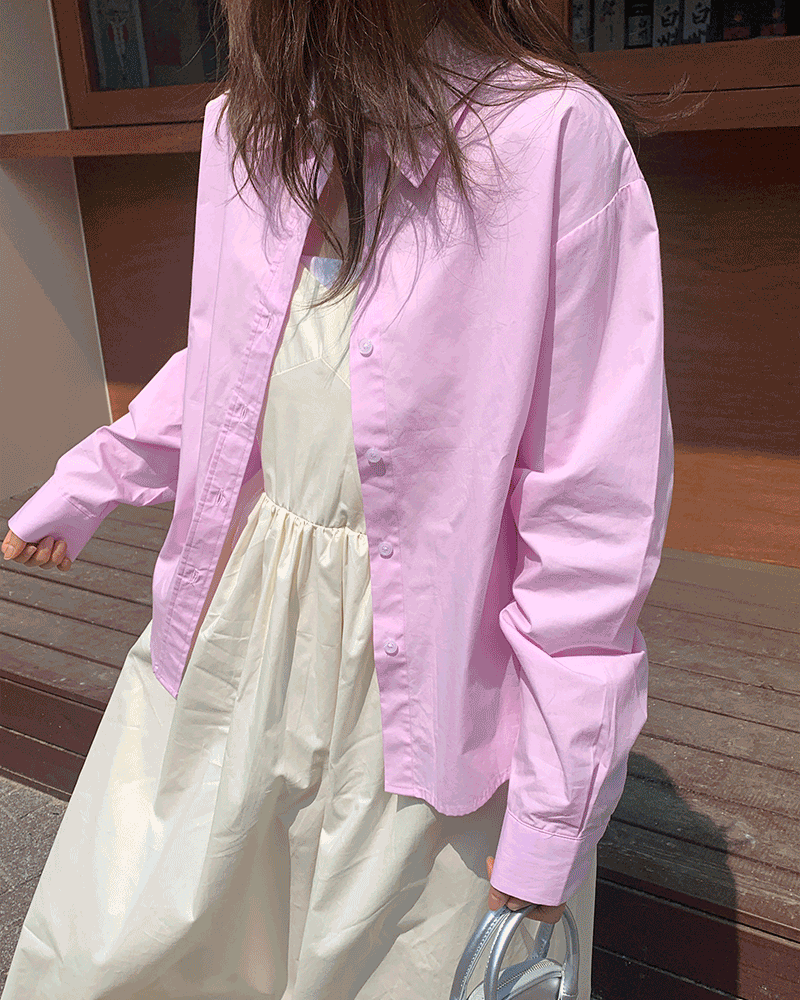 코튼 컬러 오버핏 셔츠(3color)